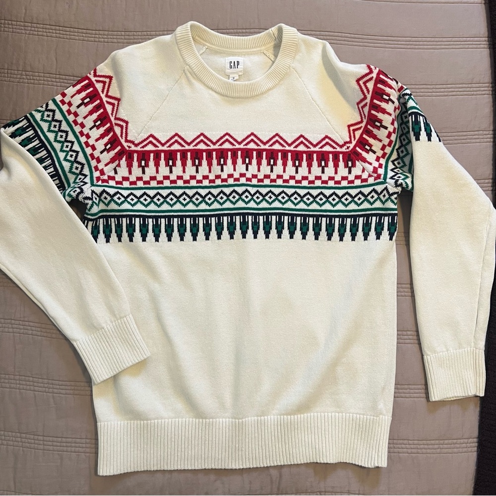 GAP Women & Men Sweater Set -Fair Isle green red cream - Picture 4 of 5